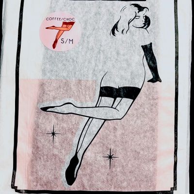 What Katie Did SEAMED STOCKINGS COFFEE With CHOCOLATE Seam. S/M New In Package
